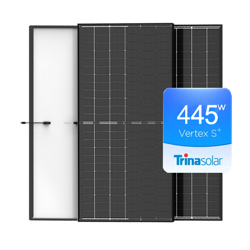 Trina Tier 1 Mono Vertex S+ Series 415Wp 420Wp 425Wp 430Wp 435Wp Painel solar Moldura preta 425Wp 430Wp 435Wp 440Wp 445Wp 450Wp Módulo fotovoltaico bifacial